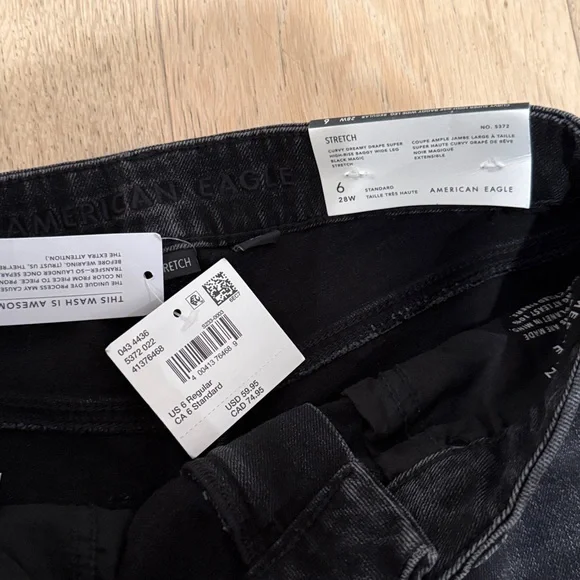 NWT American Eagle Outfitters Black Baggy Wide Leg Jeans size 6 - Picture 3 of 4
